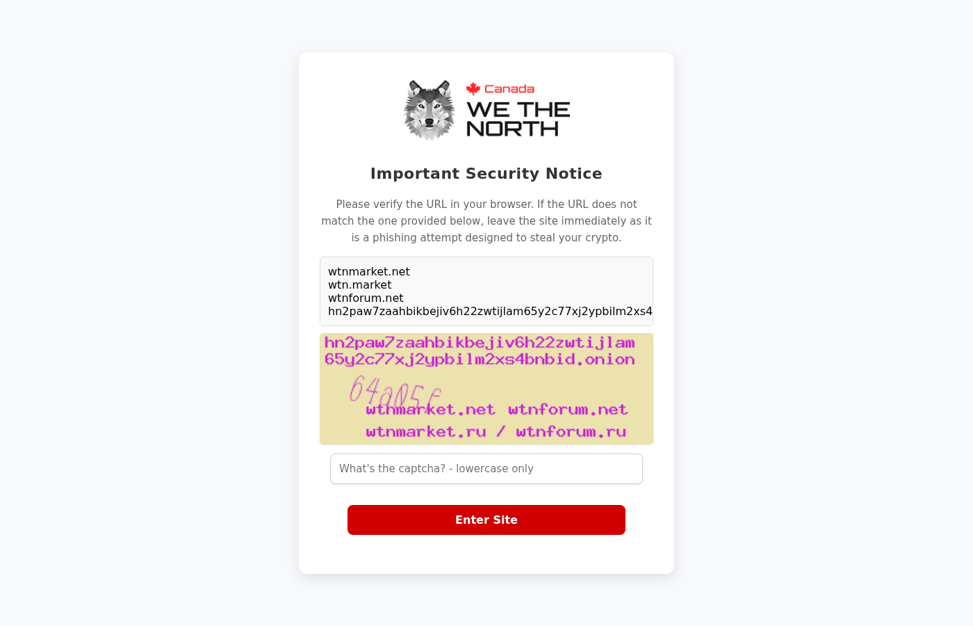 Screenshot of WeTheNorth Market